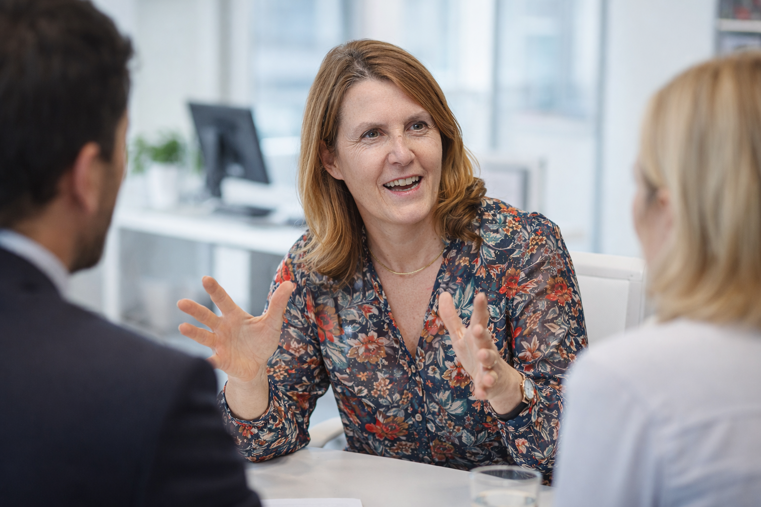 Discussion animée dans un bureau moderne